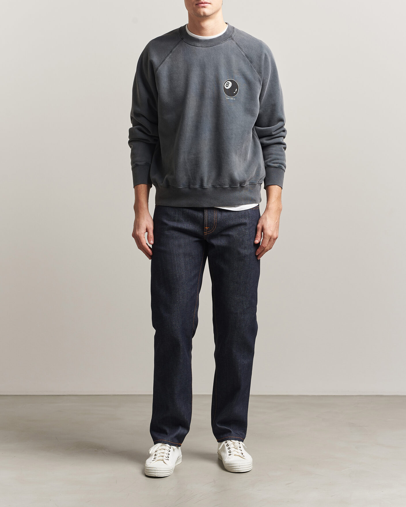 Herr | Tröjor | Nudie Jeans | Palle Printed Crew Neck Sweatshirt Antracite