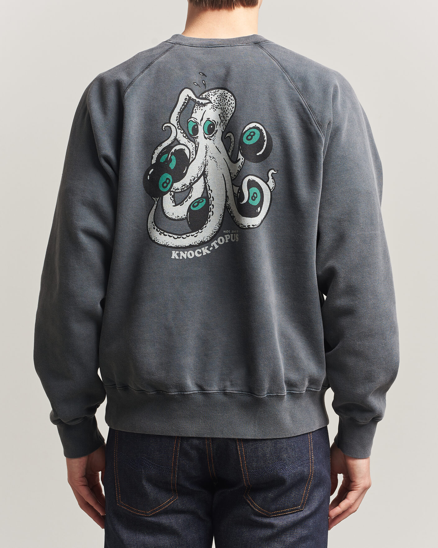 Herr | Tröjor | Nudie Jeans | Palle Printed Crew Neck Sweatshirt Antracite