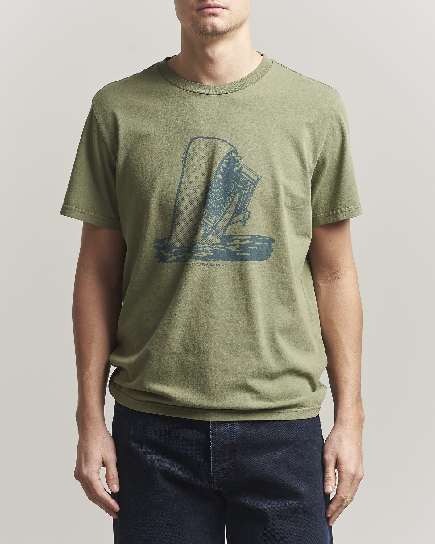 Herr | T-Shirts | Nudie Jeans | Roy Printed T-Shirt Green