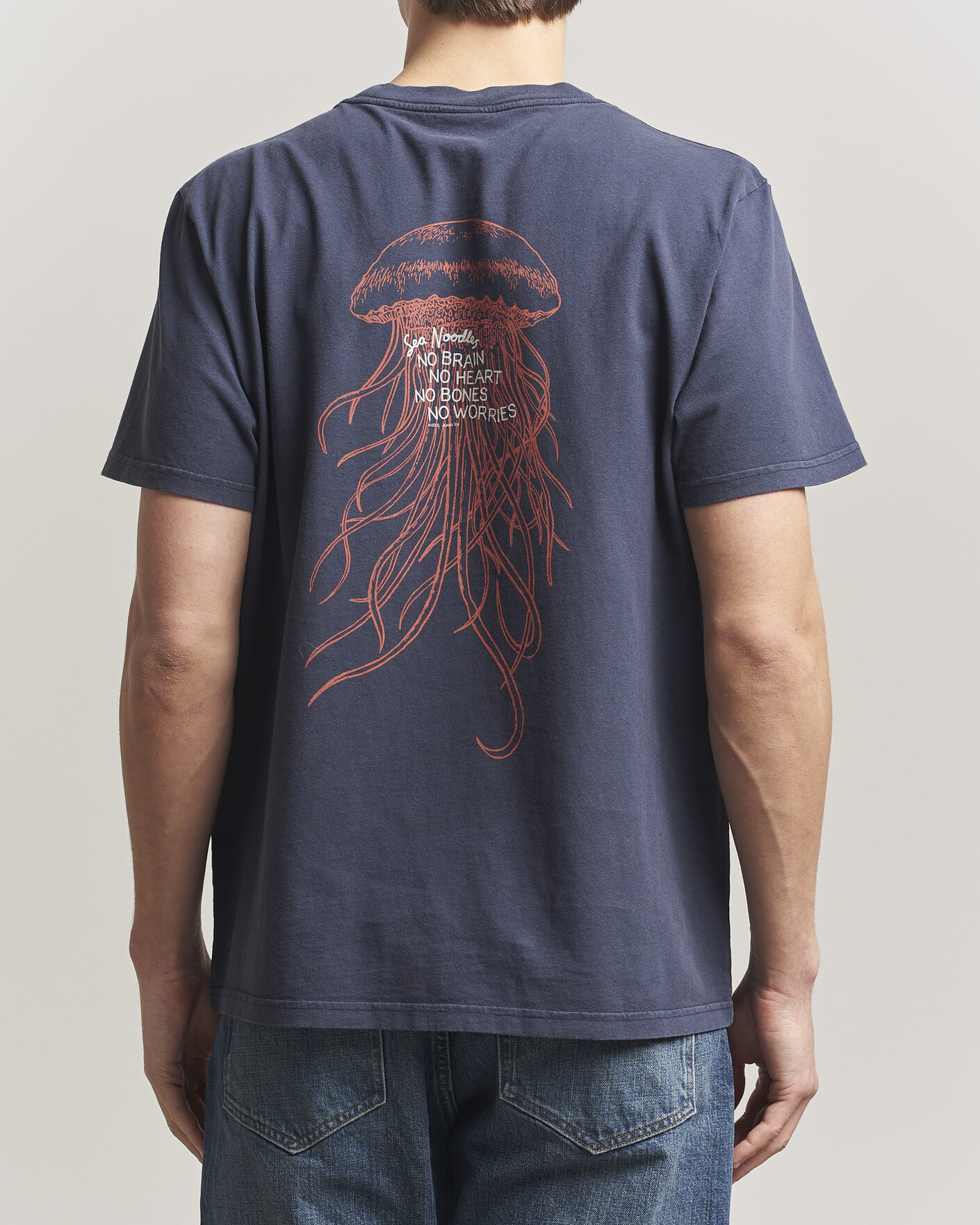 Herr | T-Shirts | Nudie Jeans | Roy Printed T-Shirt Dark Blue