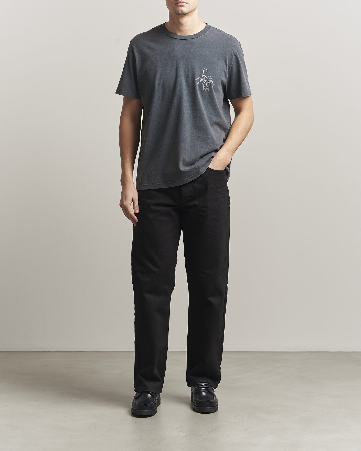 Herr | T-Shirts | Nudie Jeans | Roy Printed T-Shirt Antracite