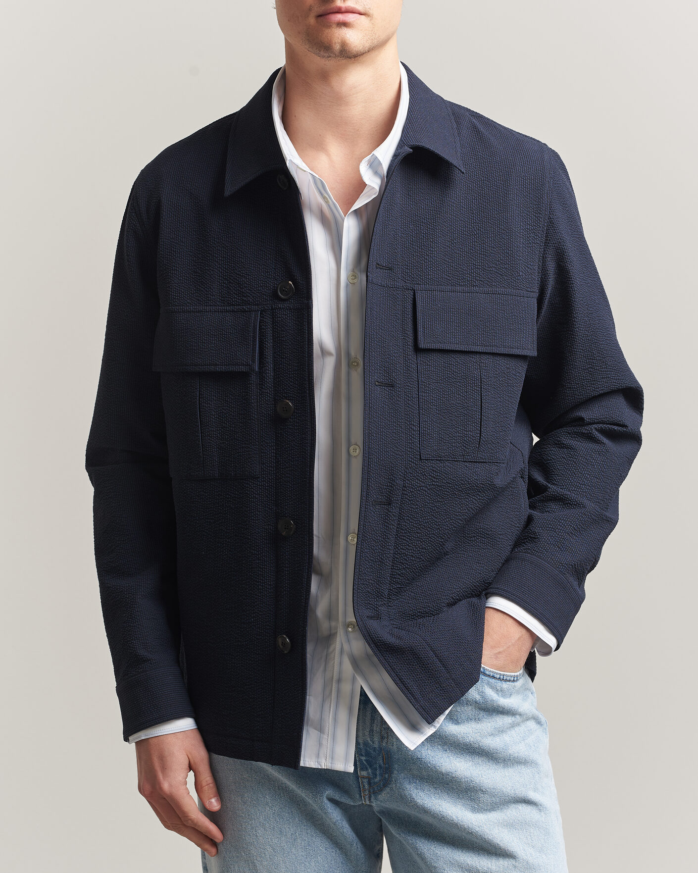 Herr | Skjortor | Paul Smith | Cotton Overshirt Navy