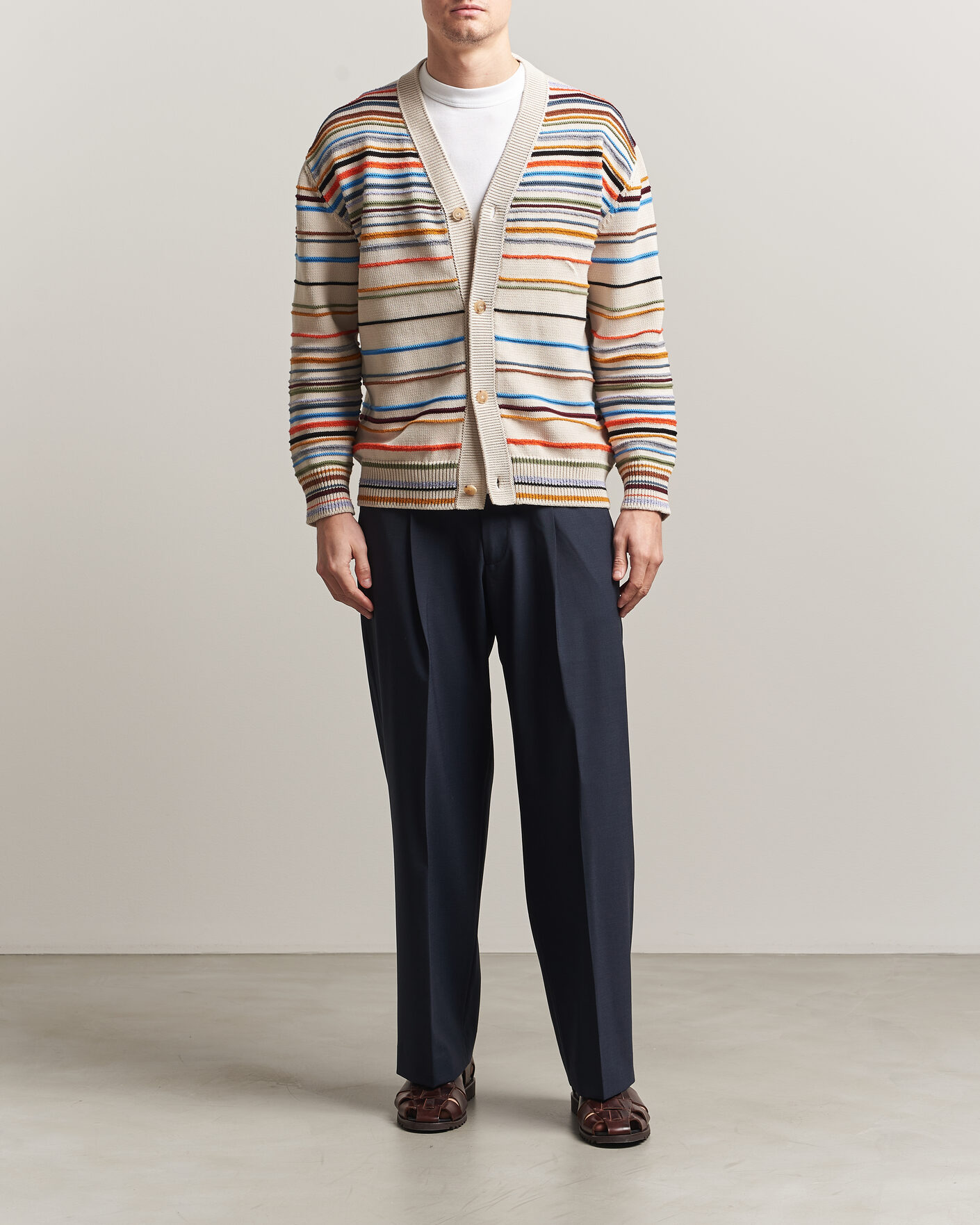 Herr | Tröjor | Paul Smith | Signature Stripe Knitted Cardigan White