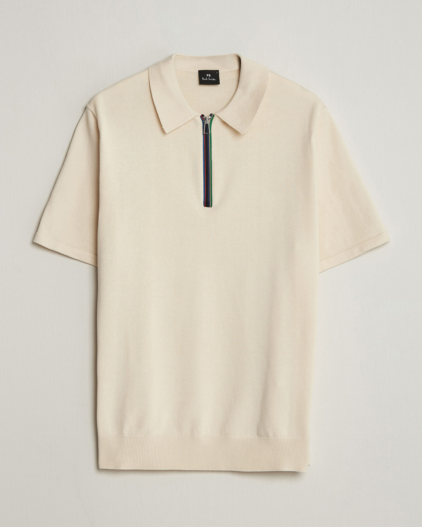 Herr | Pikéer | PS Paul Smith | Cotton Knitted Half Zip Polo Off White
