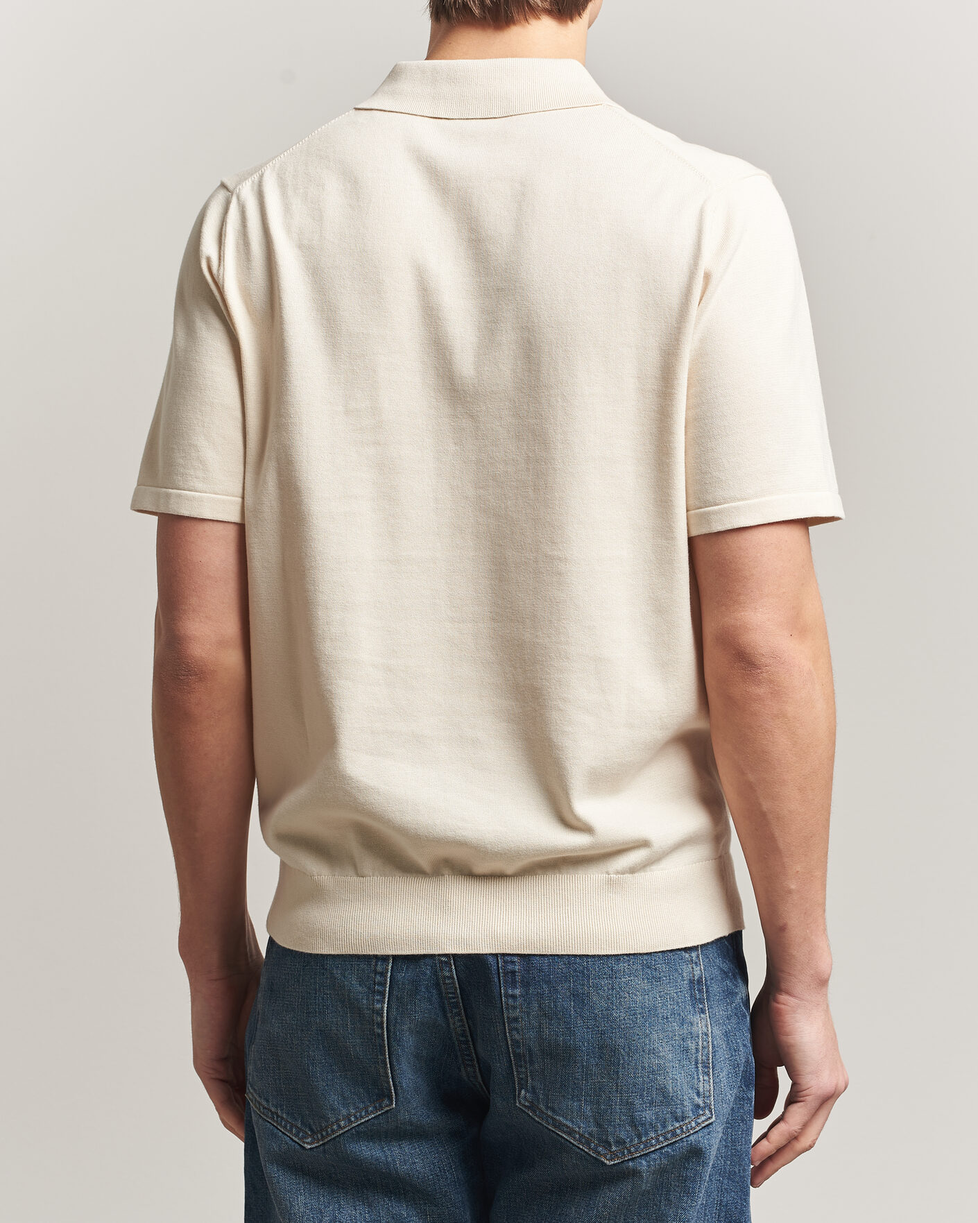 Herr | Pikéer | PS Paul Smith | Cotton Knitted Half Zip Polo Off White