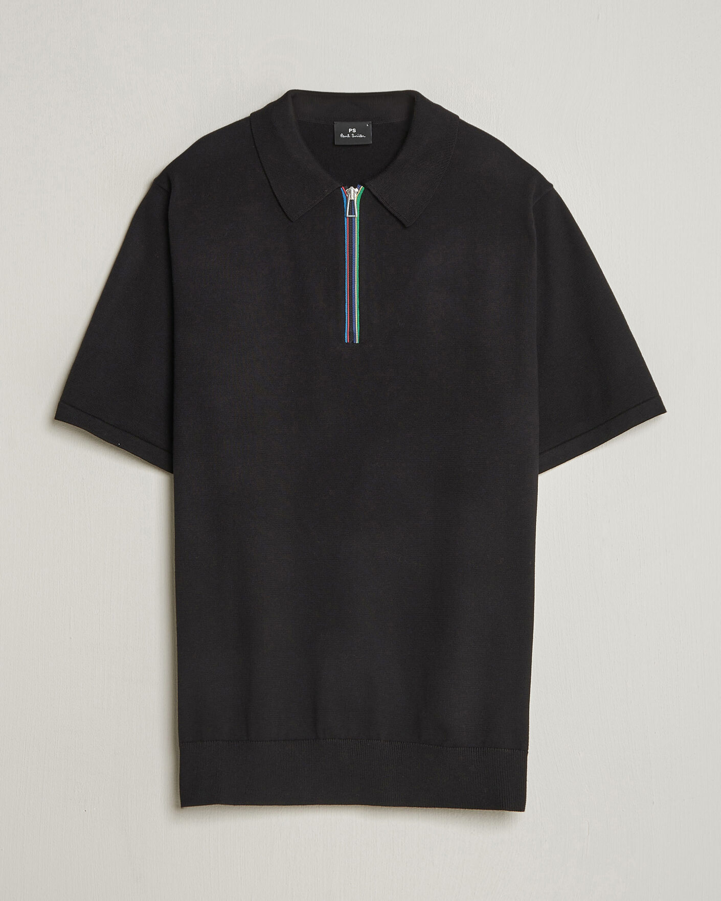 Herr | Pikéer | PS Paul Smith | Cotton Knitted Half Zip Polo Black