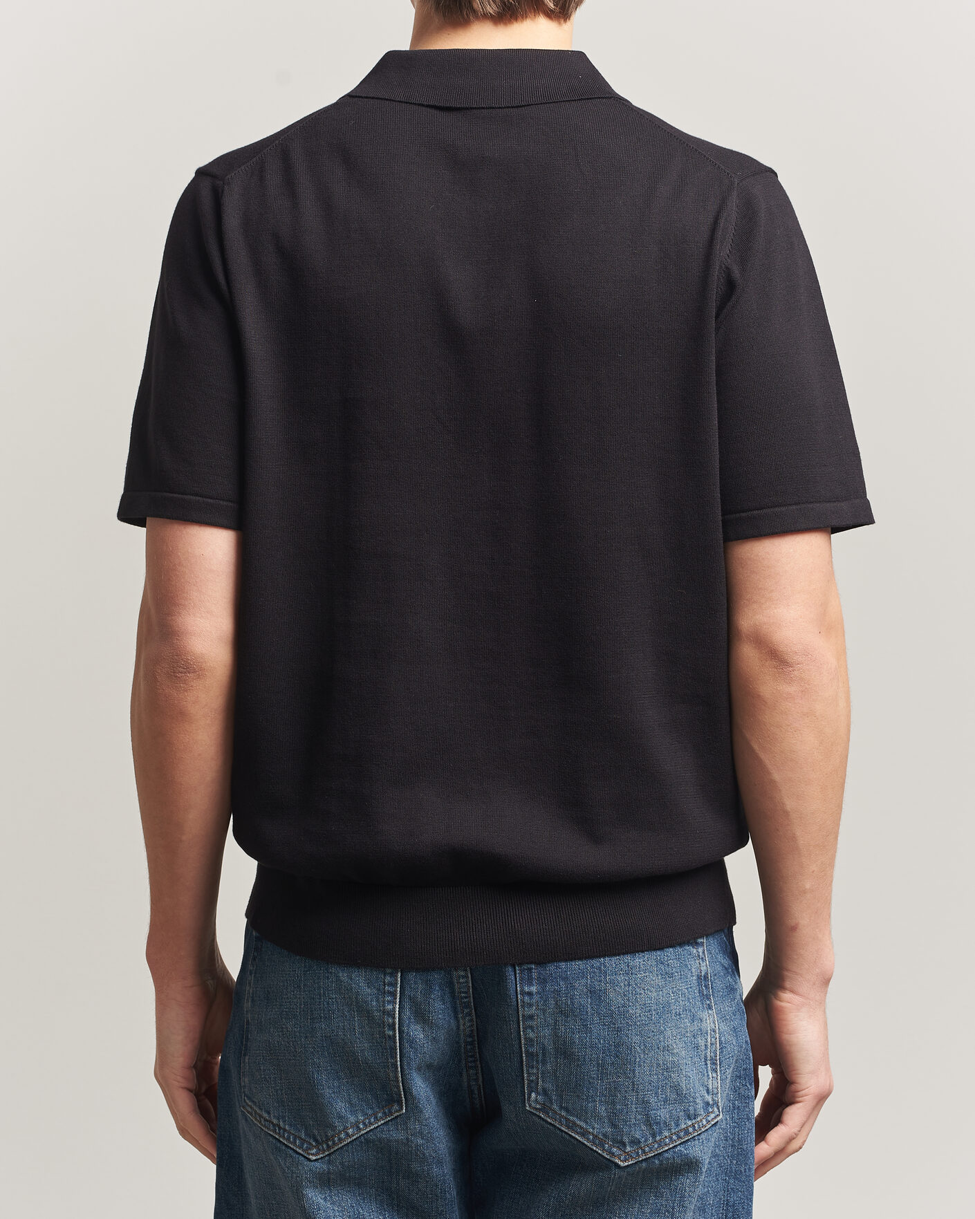 Herr | Pikéer | PS Paul Smith | Cotton Knitted Half Zip Polo Black