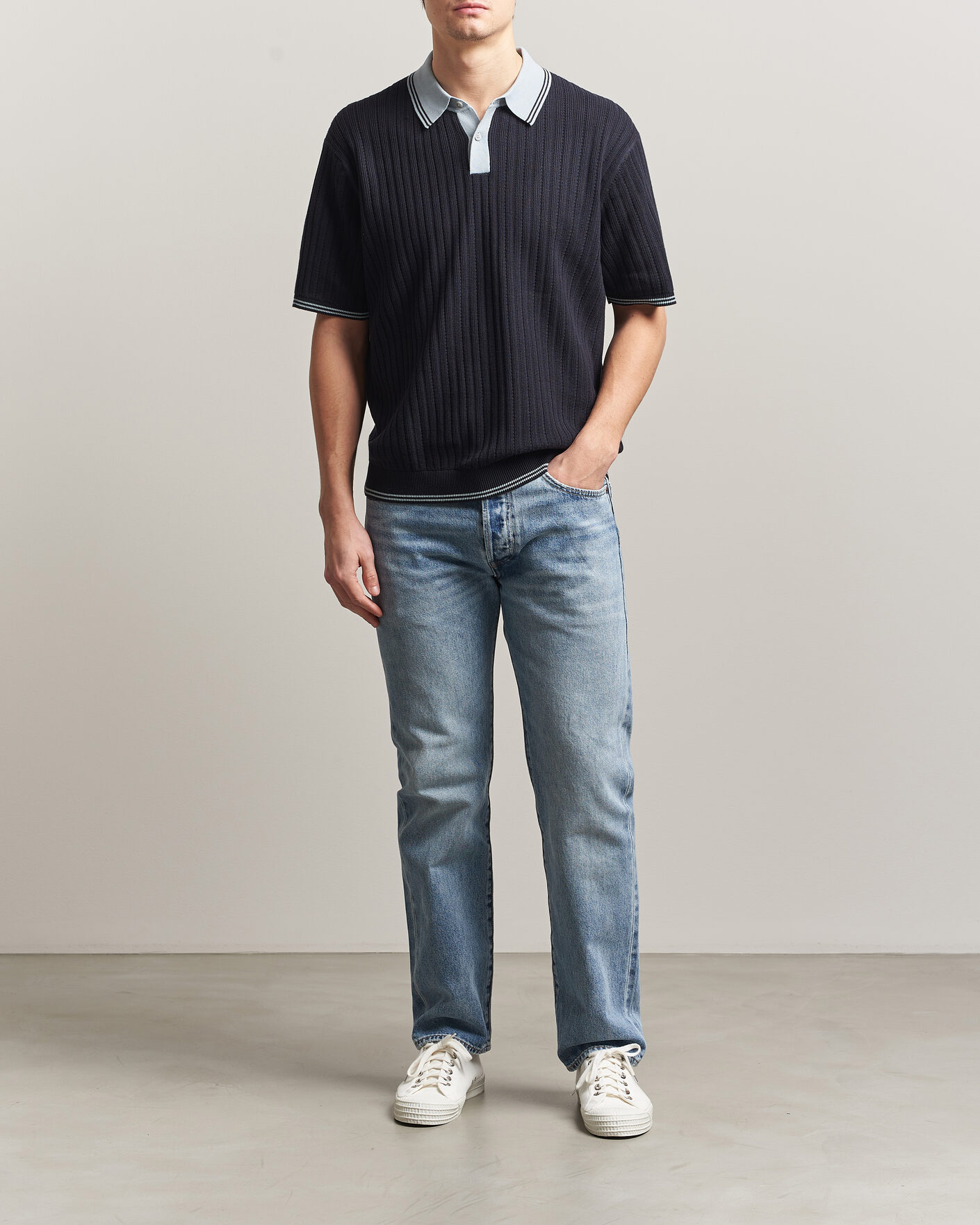 Herr | Pikéer | PS Paul Smith | Cotton Knitted Polo Navy