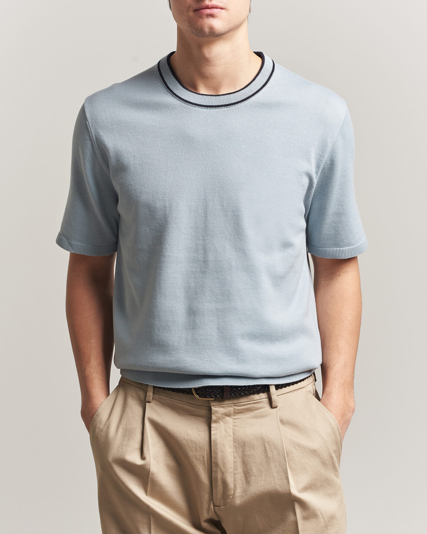 Herr | T-Shirts | PS Paul Smith | Cotton Knitted T-Shirt Light Blue