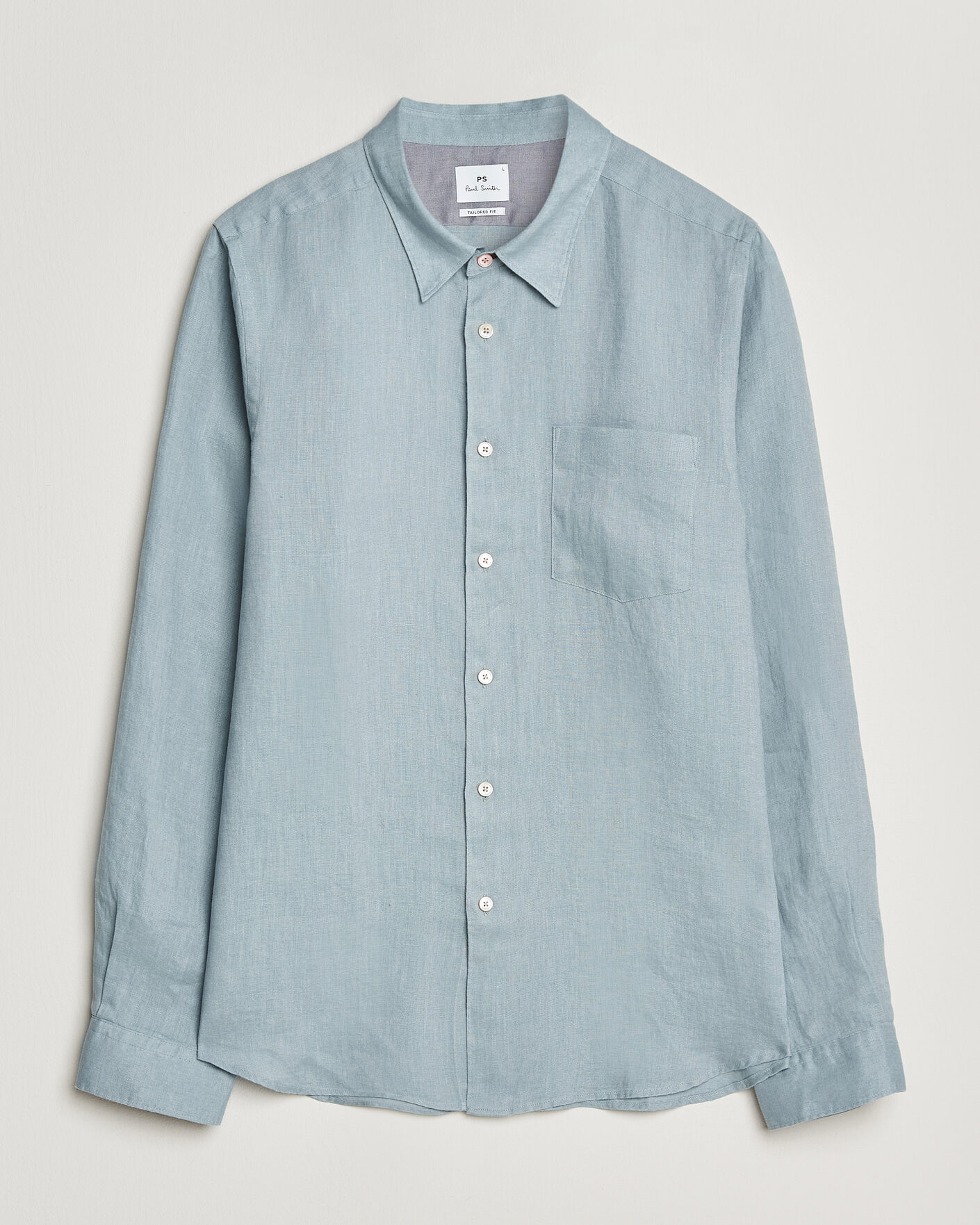 Herr | Skjortor | PS Paul Smith | Tailored Fit Linen Shirt Light Blue