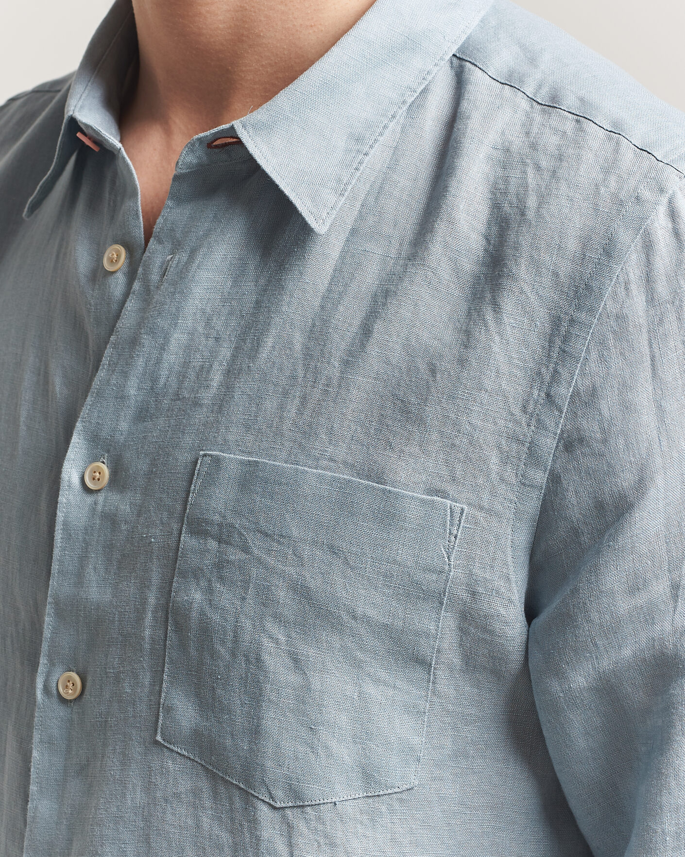 Herr | Skjortor | PS Paul Smith | Tailored Fit Linen Shirt Light Blue