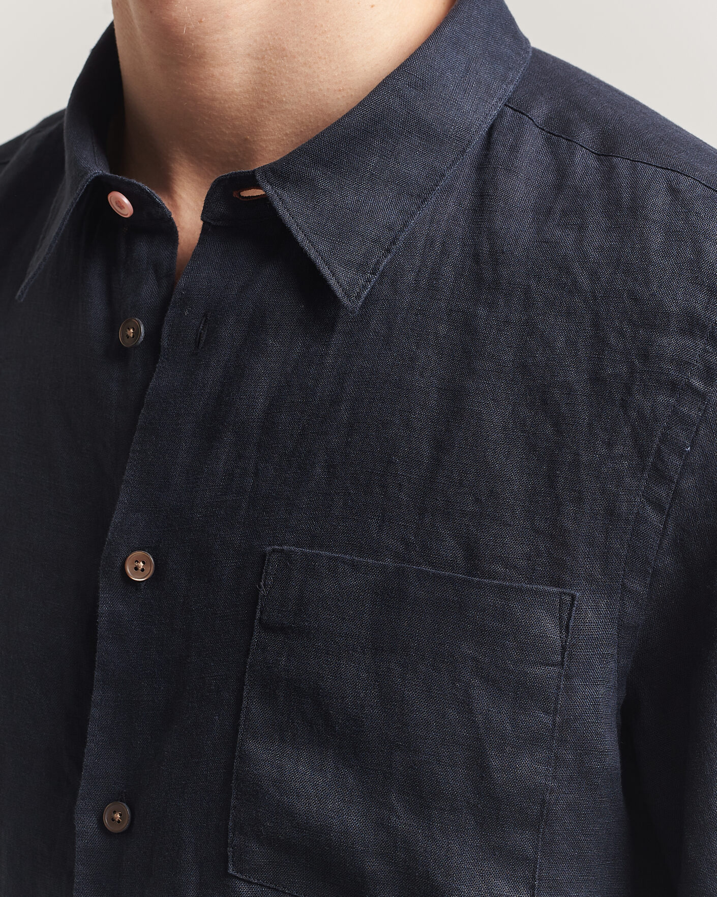 Herr | Skjortor | PS Paul Smith | Tailored Fit Linen Shirt Navy