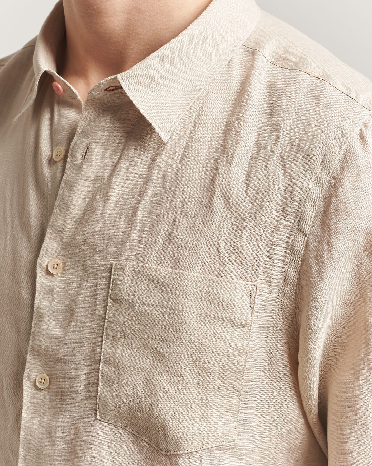 Herr | Skjortor | PS Paul Smith | Tailored Fit Linen Shirt Beige