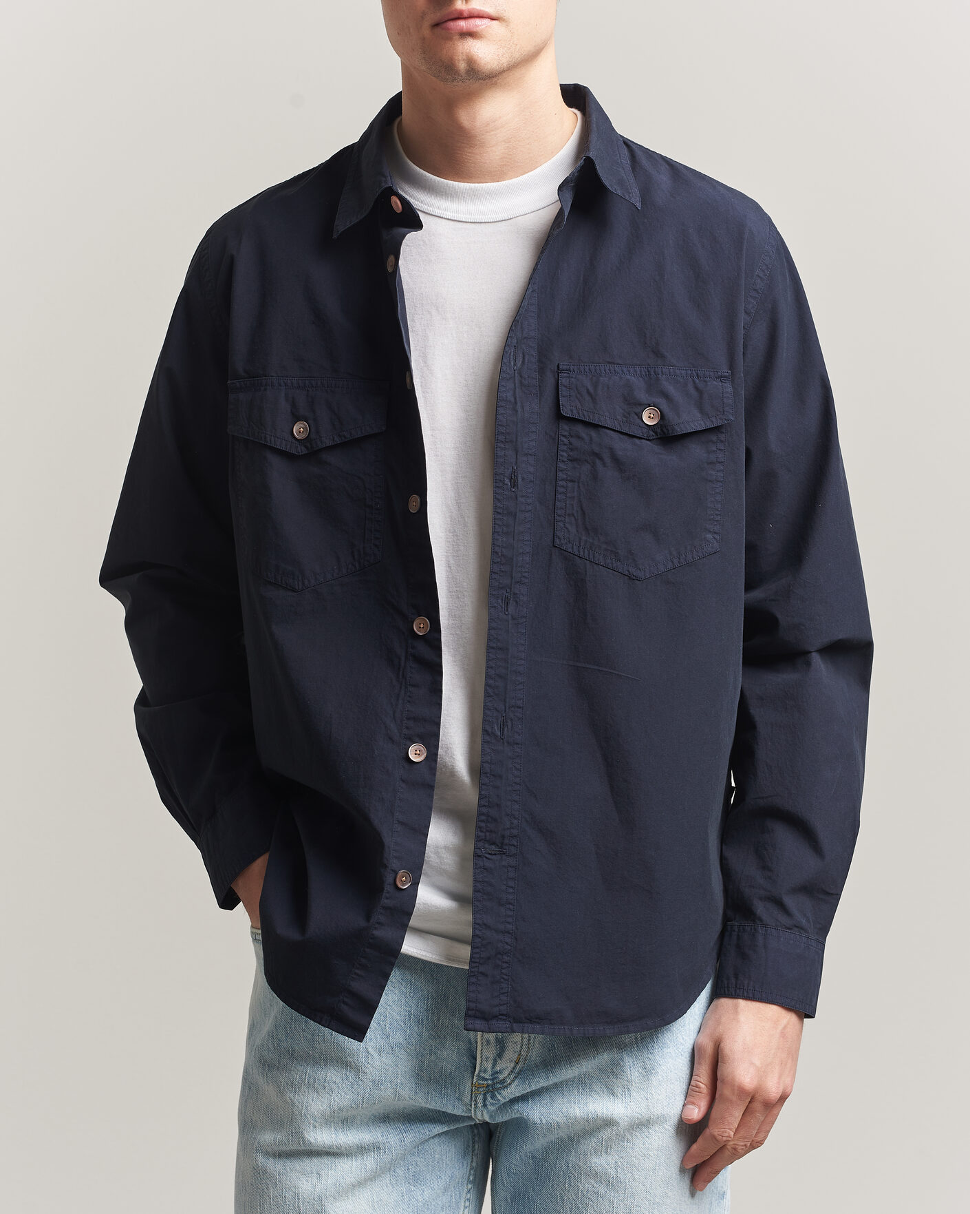 Herr | Skjortor | PS Paul Smith | Cotton Pocket Overshirt Navy