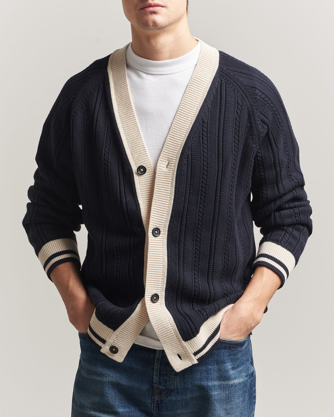 Herr | Tröjor | PS Paul Smith | Cotton Knitted Cardigan Navy