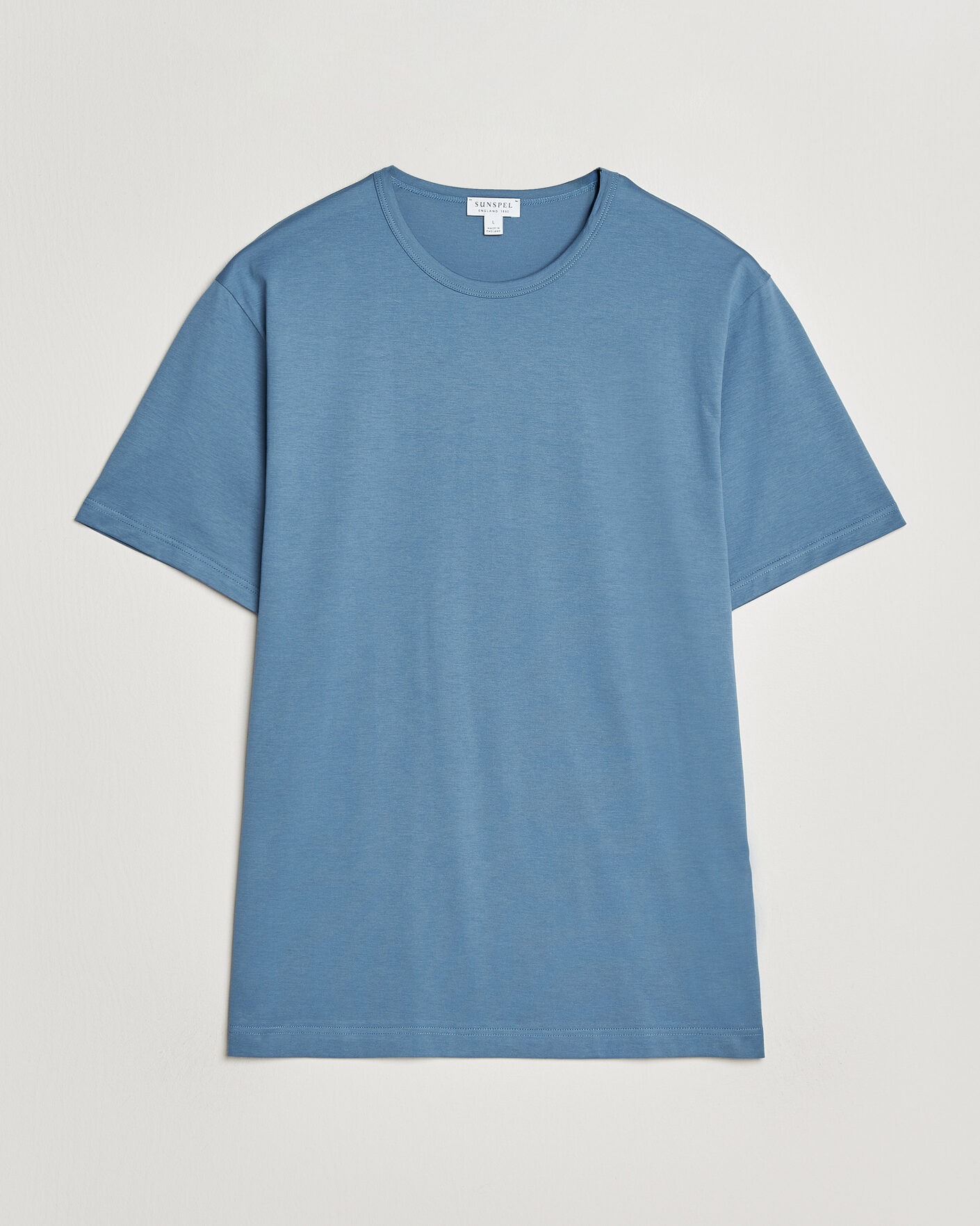 Herr | T-Shirts | Sunspel | Crew Neck Q82 Cotton T-Shirt Air Force Blue