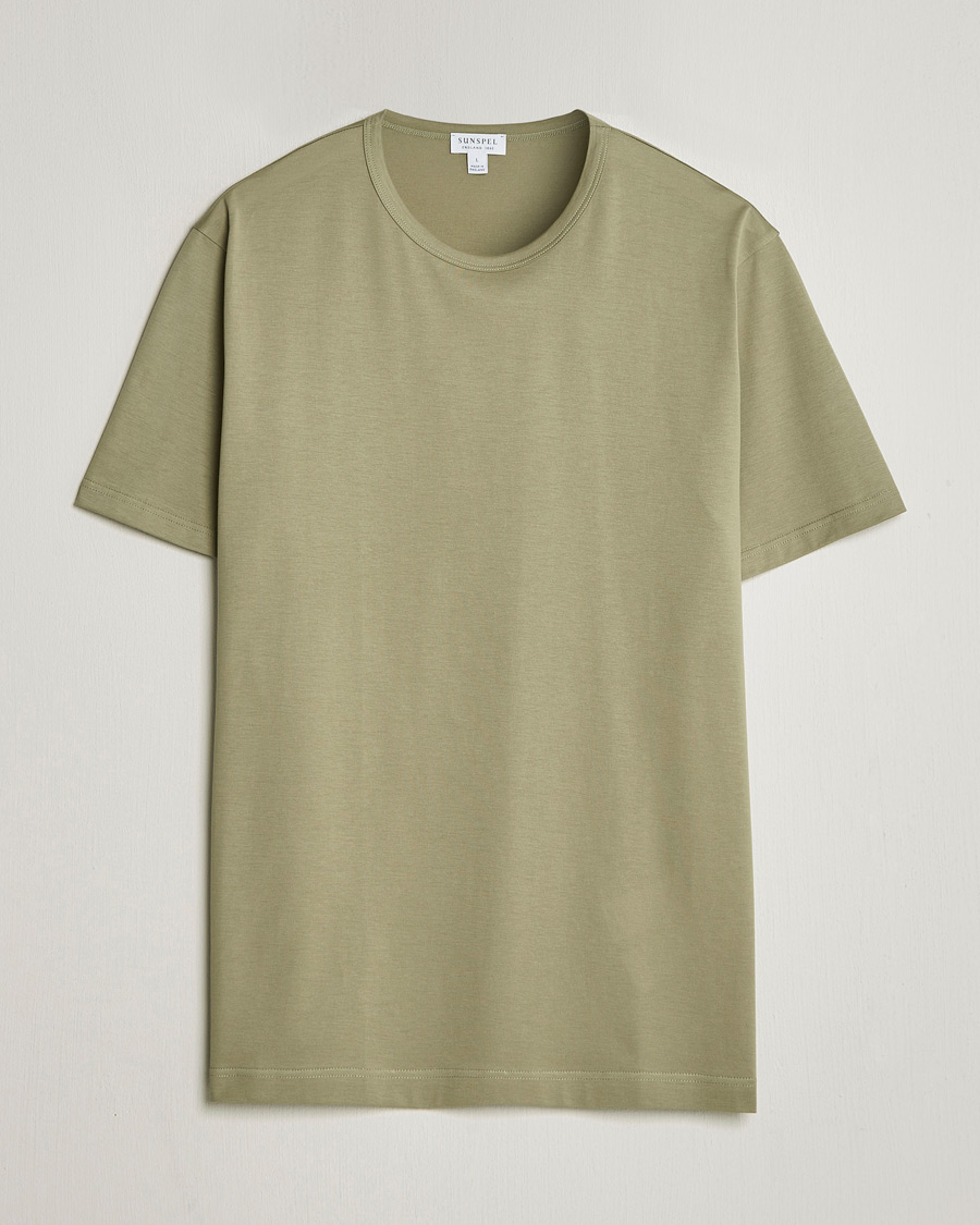 Herr | T-Shirts | Sunspel | Crew Neck Q82 Cotton T-Shirt Pistachio