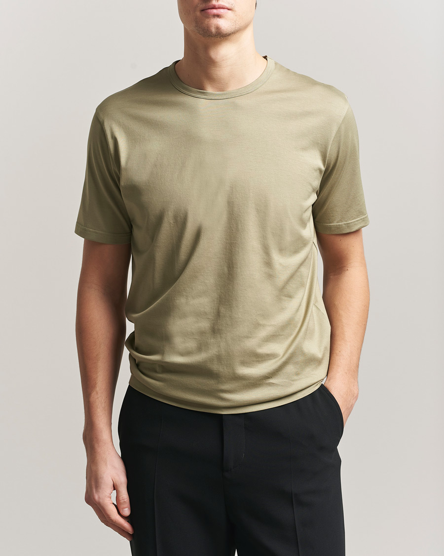Herr | T-Shirts | Sunspel | Crew Neck Q82 Cotton T-Shirt Pistachio