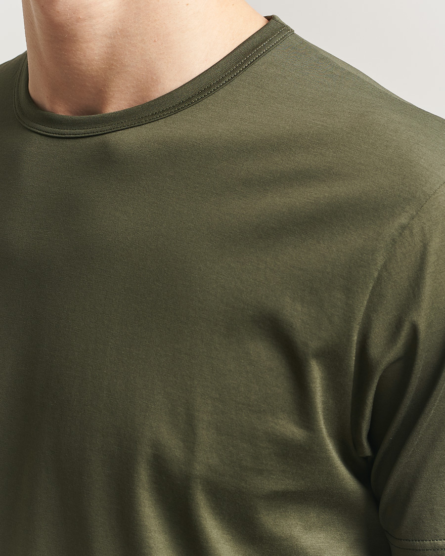 Herr | T-Shirts | Sunspel | Crew Neck Q82 Cotton T-Shirt Deep Olive