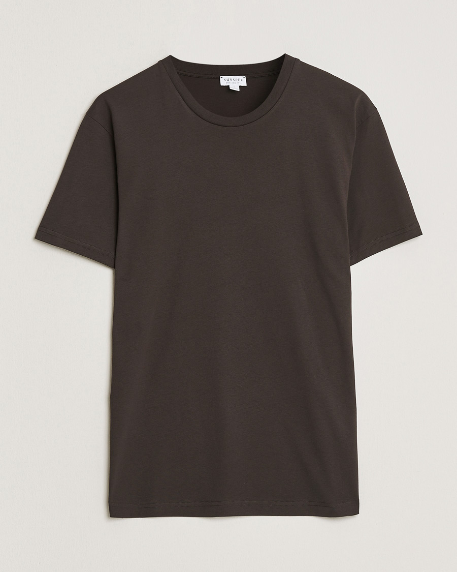 Herr | T-Shirts | Sunspel | Riviera Midweight T-Shirt Dark Chocolate