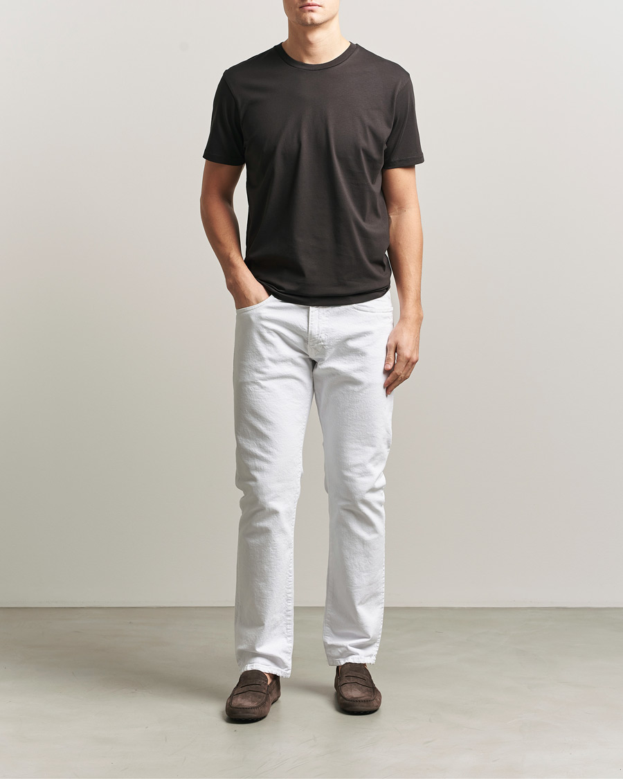 Herr | T-Shirts | Sunspel | Riviera Midweight T-Shirt Dark Chocolate