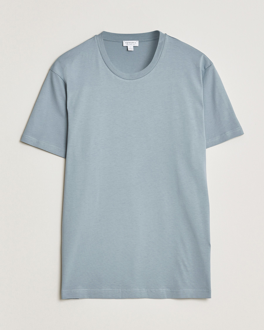 Herr | T-Shirts | Sunspel | Riviera Midweight T-Shirt Stone Blue