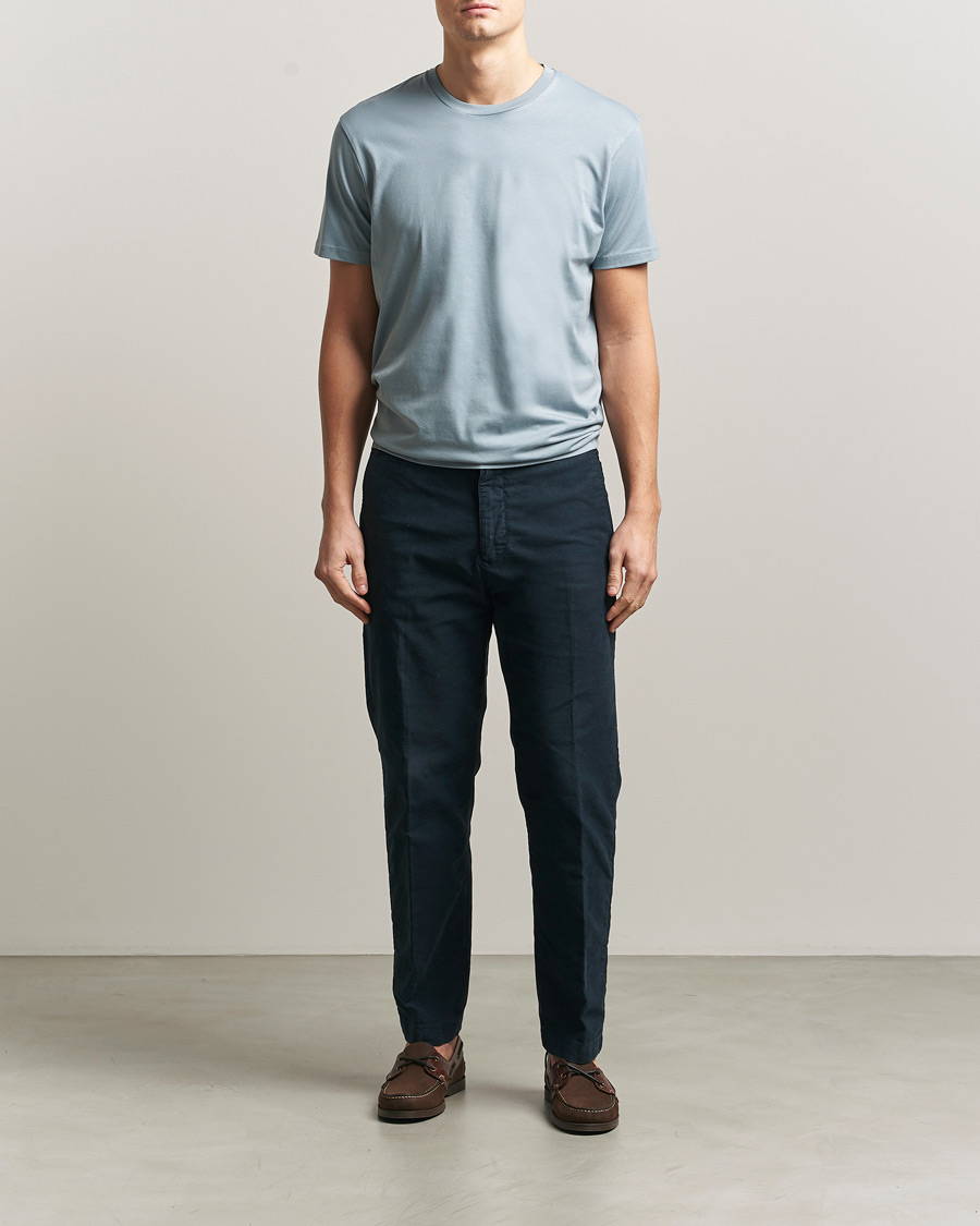 Herr | T-Shirts | Sunspel | Riviera Midweight T-Shirt Stone Blue