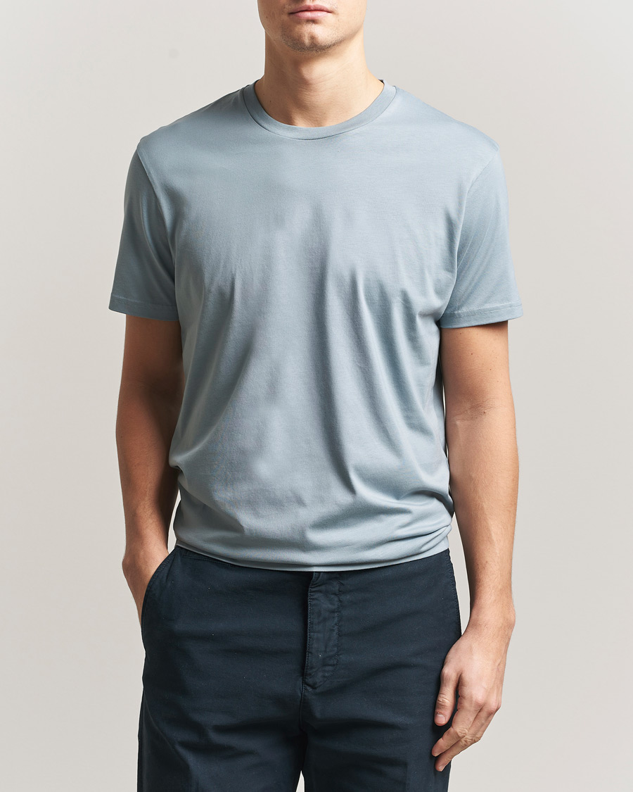 Herr | T-Shirts | Sunspel | Riviera Midweight T-Shirt Stone Blue