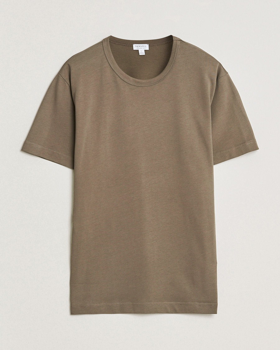 Herr | T-Shirts | Sunspel | Single Jersey Supima Cotton T-Shirt Dark Cedar