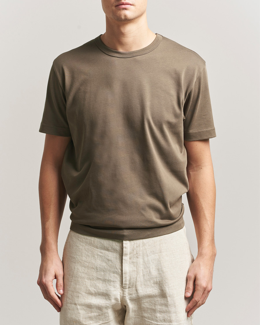 Herr | T-Shirts | Sunspel | Single Jersey Supima Cotton T-Shirt Dark Cedar