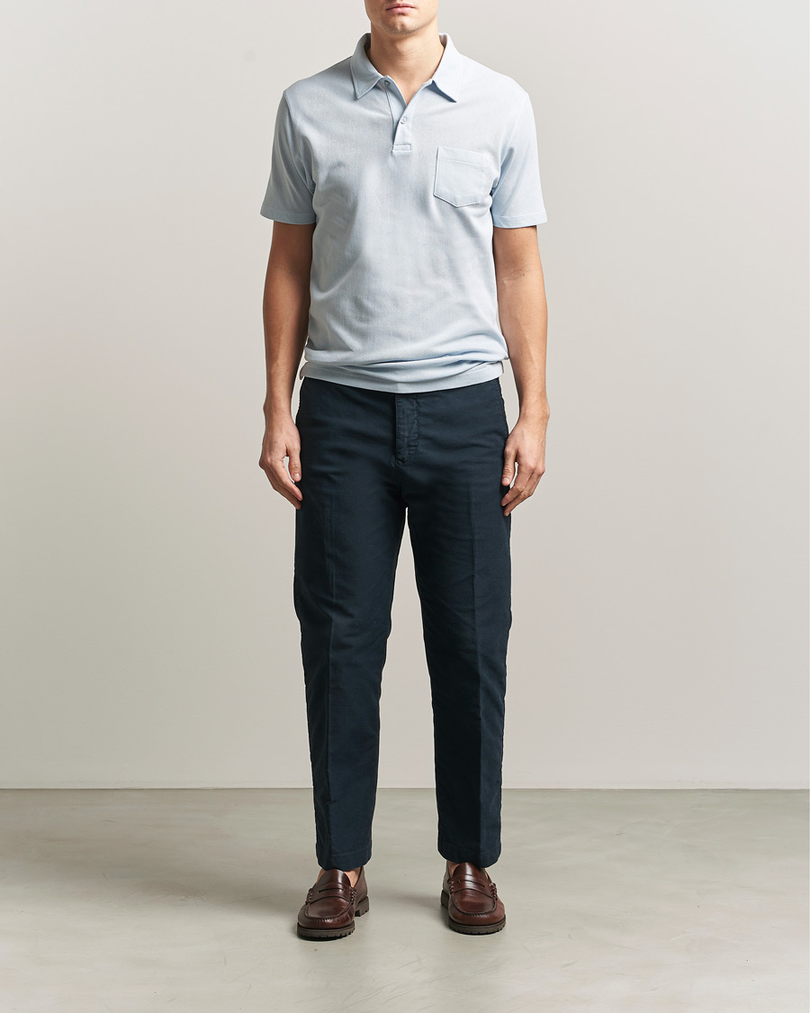 Herr | Pikéer | Sunspel | Riviera Polo Shirt Pastel Blue