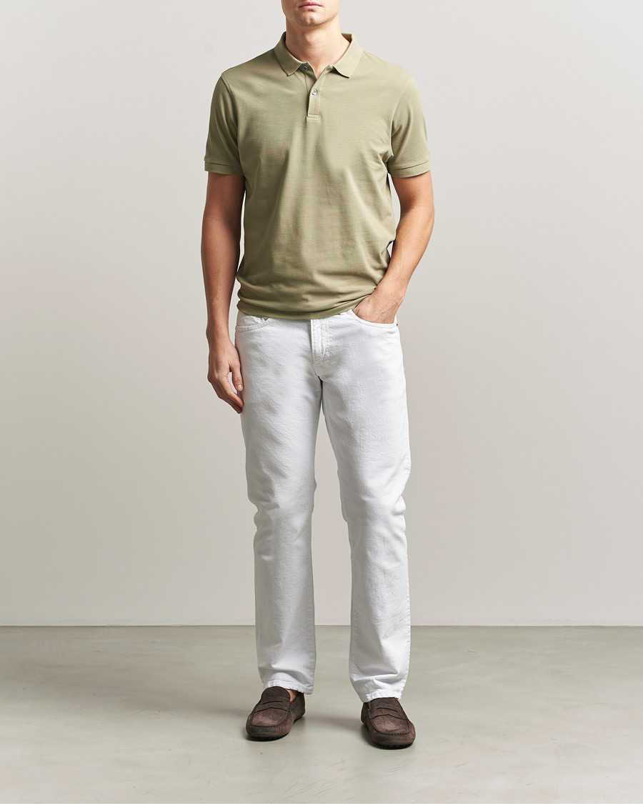 Herr | Pikéer | Sunspel | Supima Cotton Short Sleeve Pique Polo Pistachio