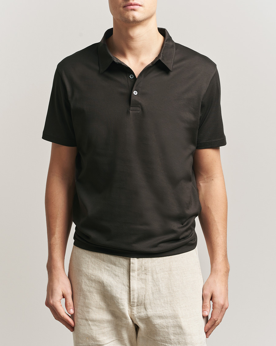 Herr | Pikéer | Sunspel | Cotton Jersey Polo Dark Chocolate