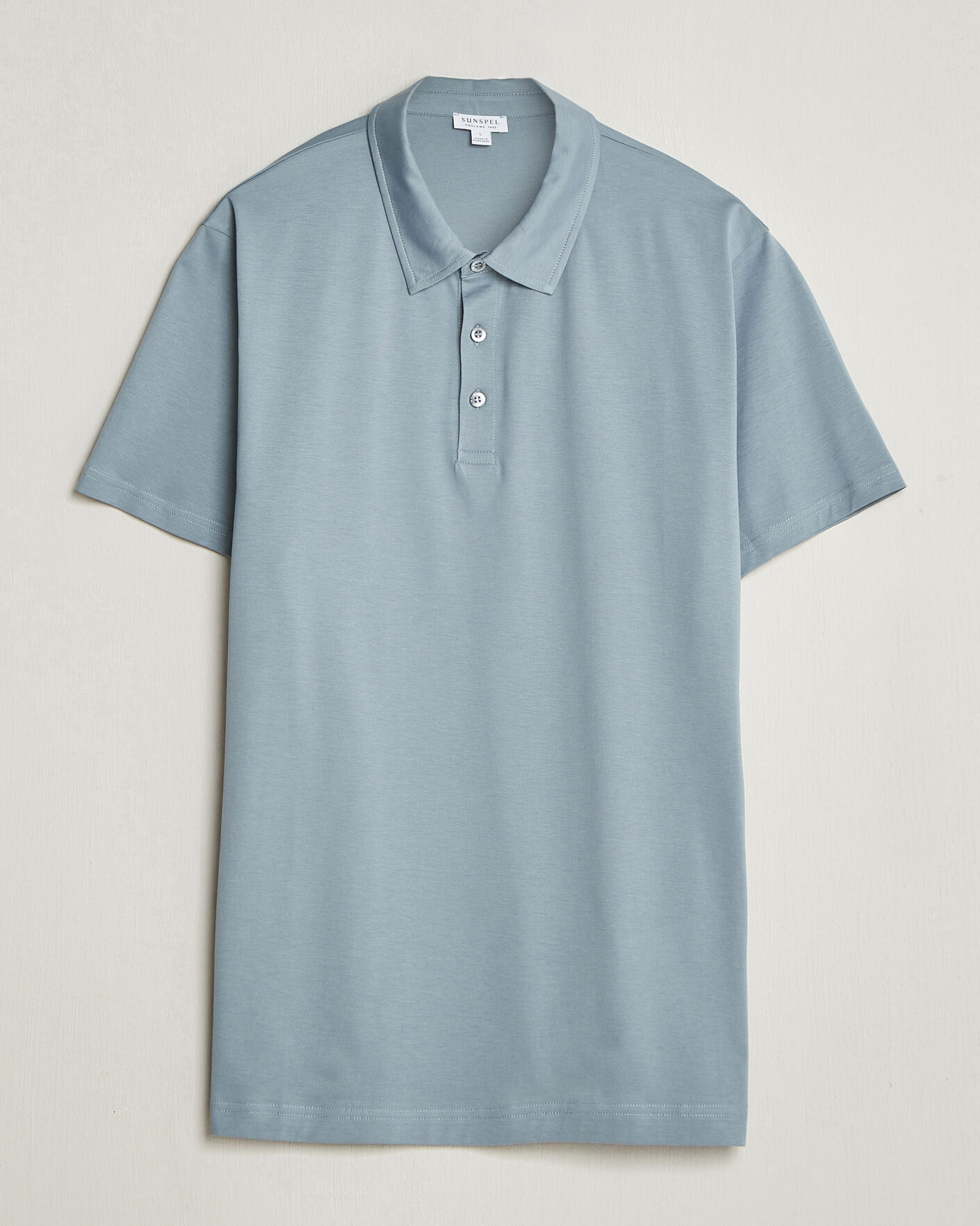 Herr | Pikéer | Sunspel | Cotton Jersey Polo Stone Blue