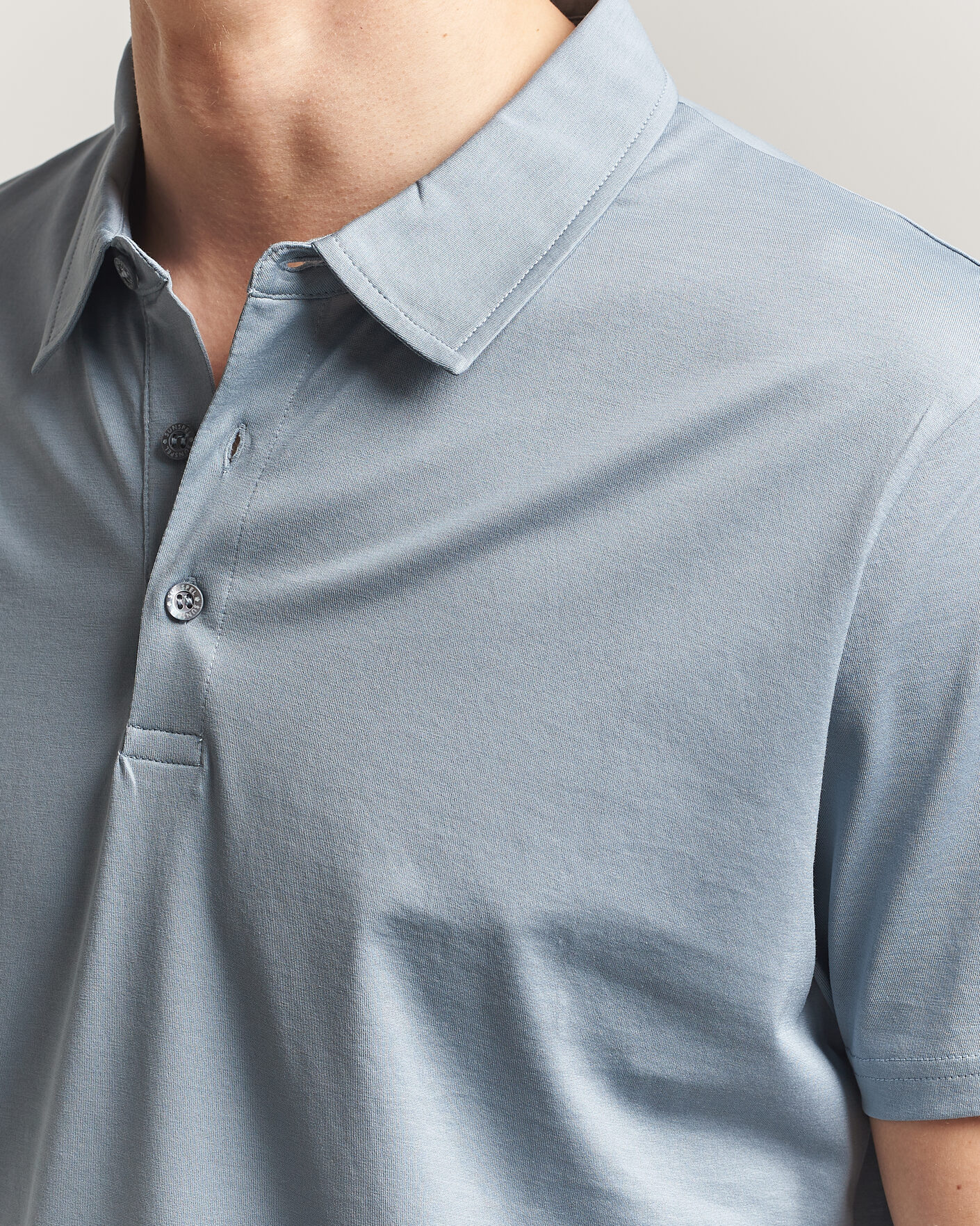 Herr | Pikéer | Sunspel | Cotton Jersey Polo Stone Blue