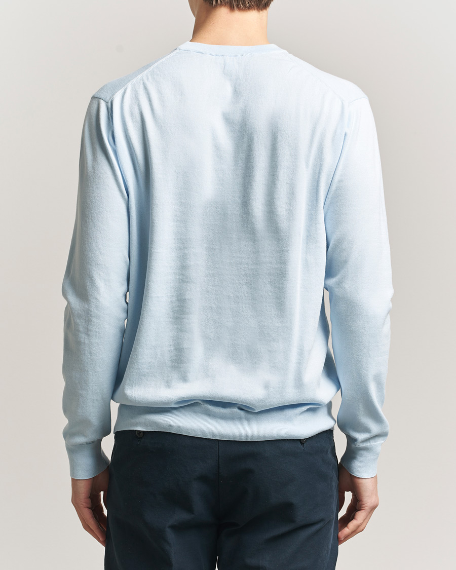 Herr | Tröjor | Sunspel | Lightweight Knitted Cotton Crew Pastel Blue