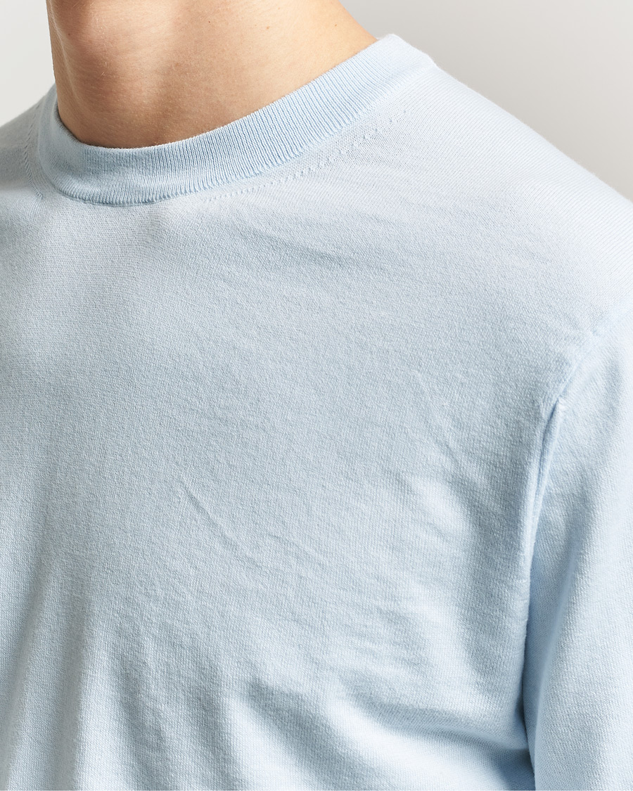 Herr | Tröjor | Sunspel | Lightweight Knitted Cotton Crew Pastel Blue