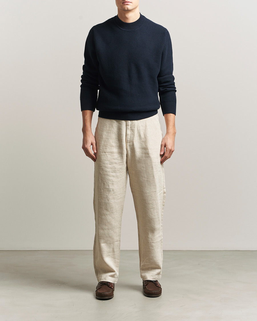 Herr | Tröjor | Sunspel | Cotton Stitch Mock Neck Navy