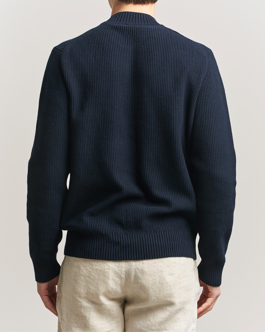 Herr | Tröjor | Sunspel | Cotton Stitch Mock Neck Navy