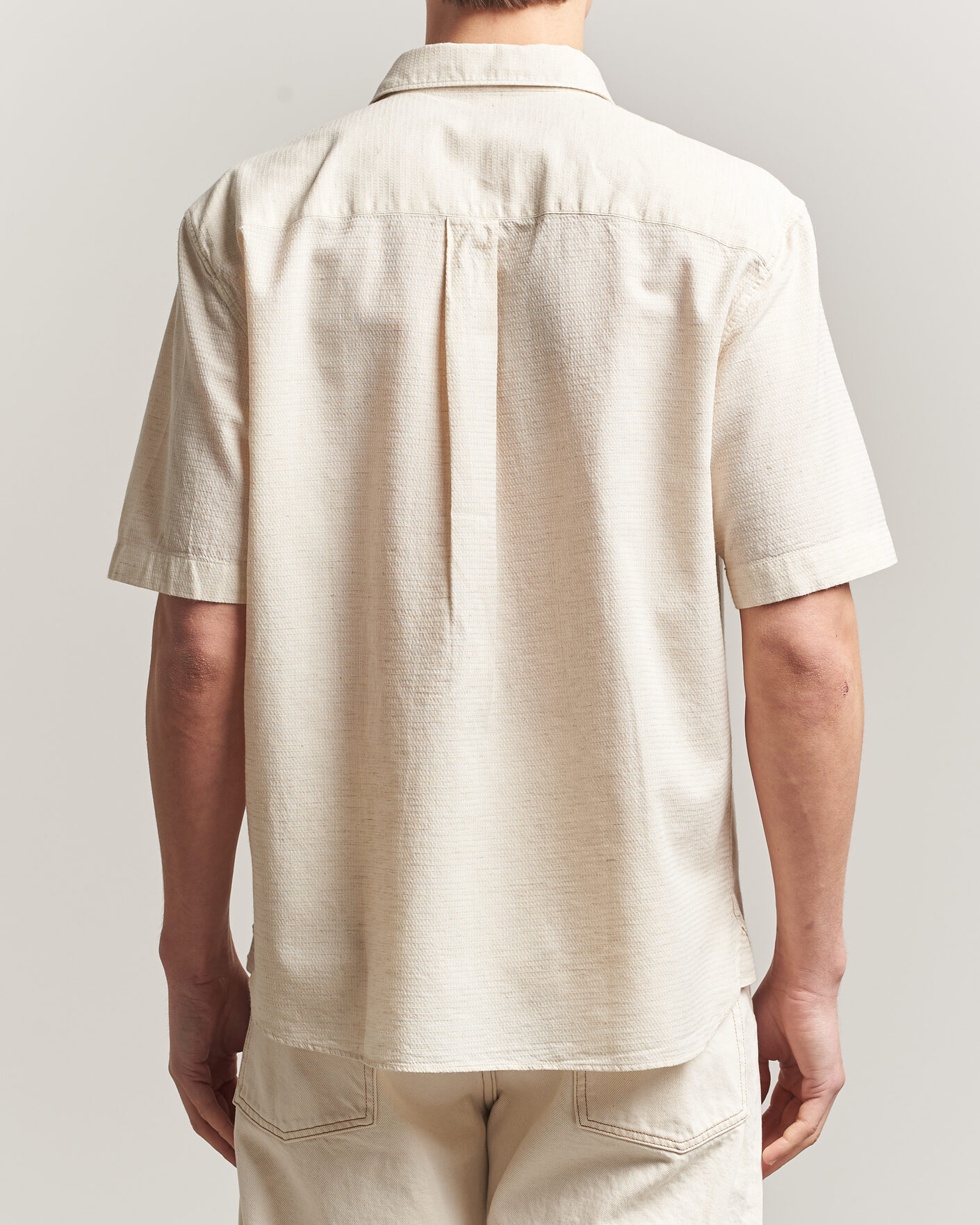 Herr | Skjortor | Sunspel | Natural Texture Linen Shirt Ecru