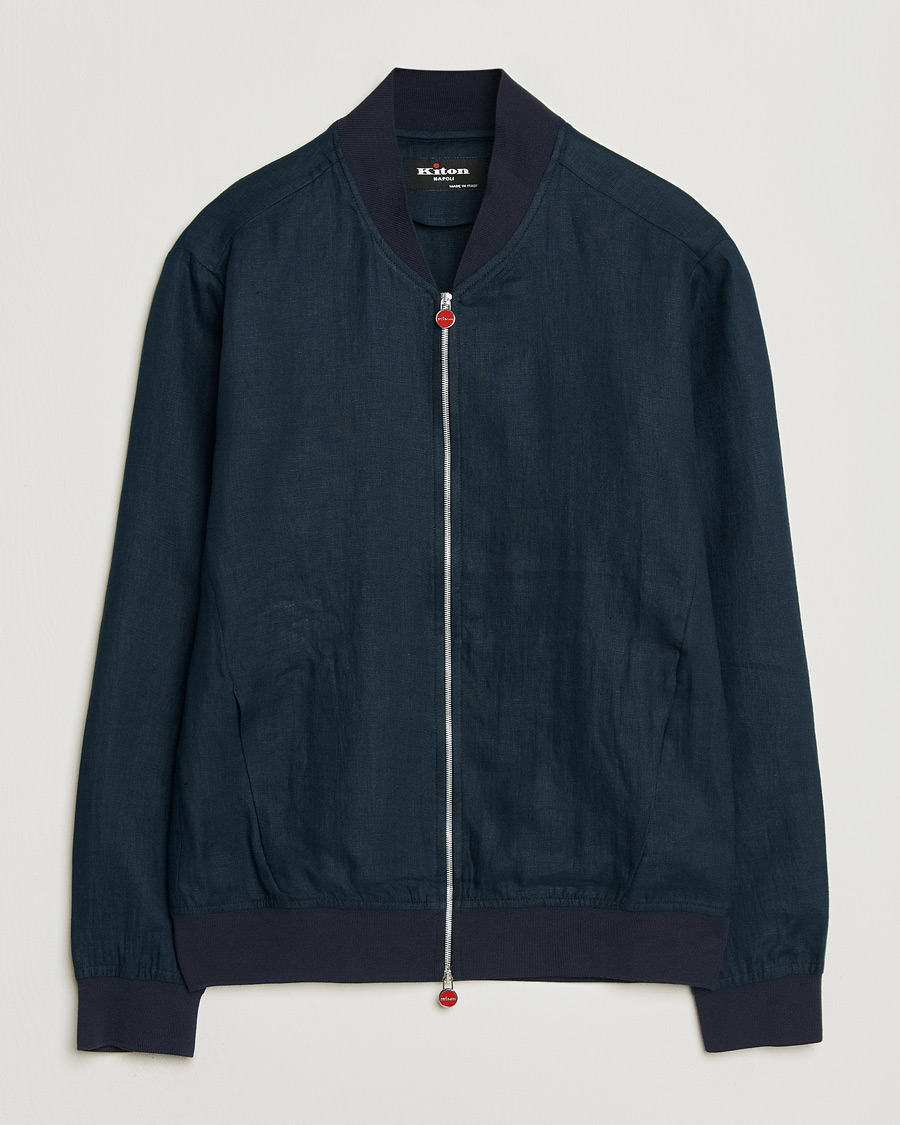 Herr | Jackor | Kiton | Unlined Linen Bomber Jacket Navy
