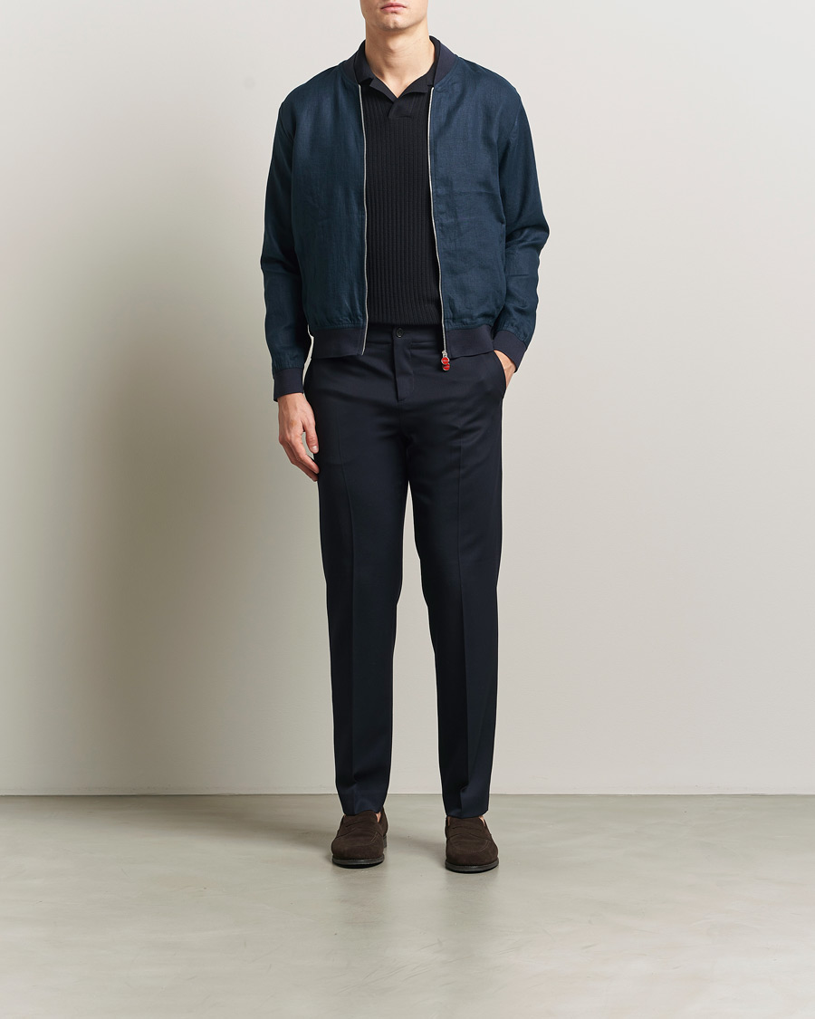 Herr | Jackor | Kiton | Unlined Linen Bomber Jacket Navy