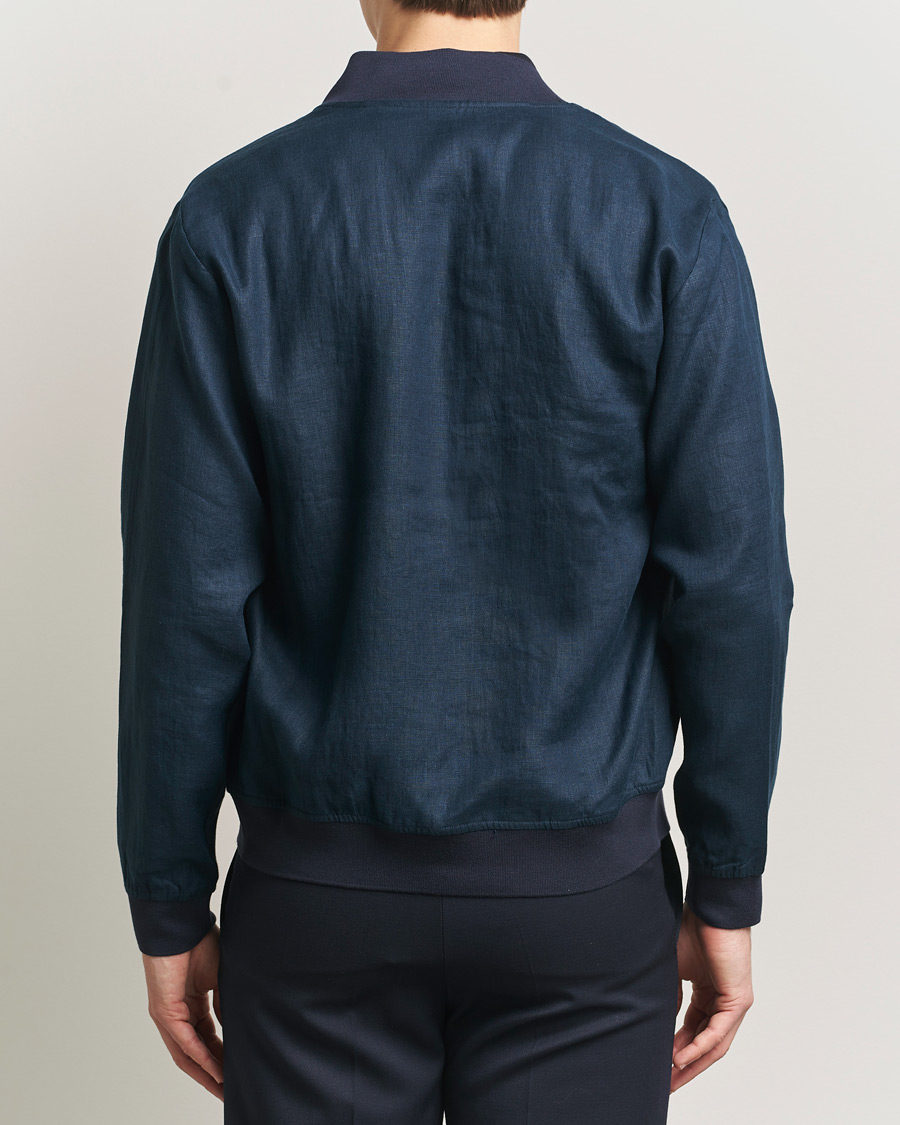 Herr | Jackor | Kiton | Unlined Linen Bomber Jacket Navy