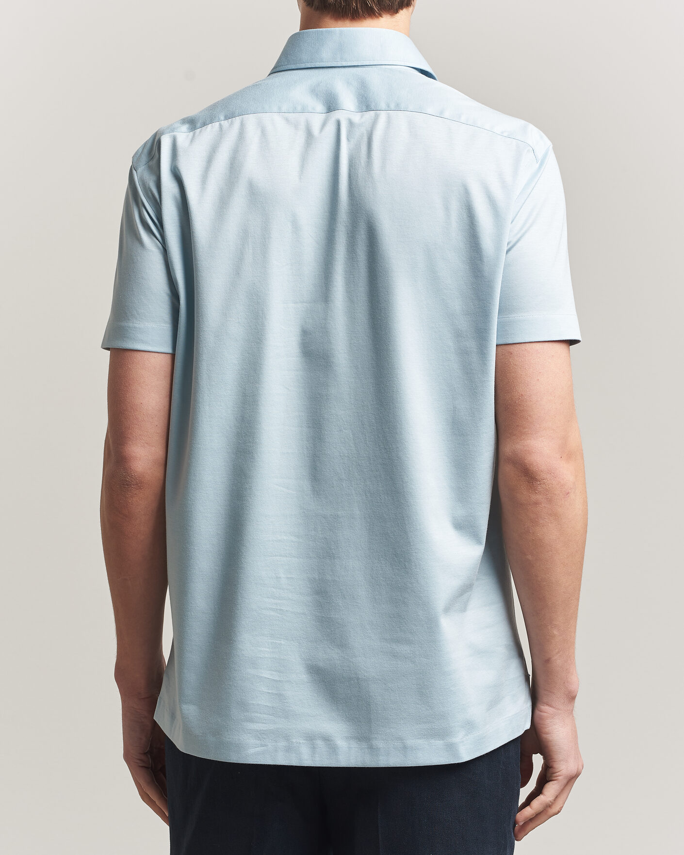 Herr | Pikéer | Kiton | Short Sleeve Jersey Polo Sky Blue