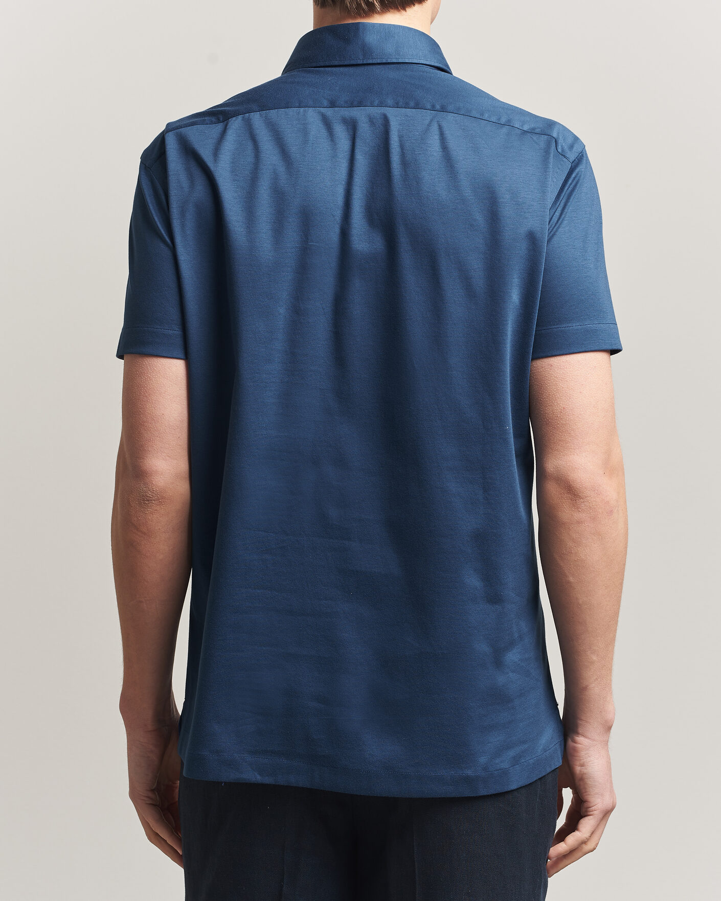Herr | Pikéer | Kiton | Short Sleeve Jersey Polo Dark Blue