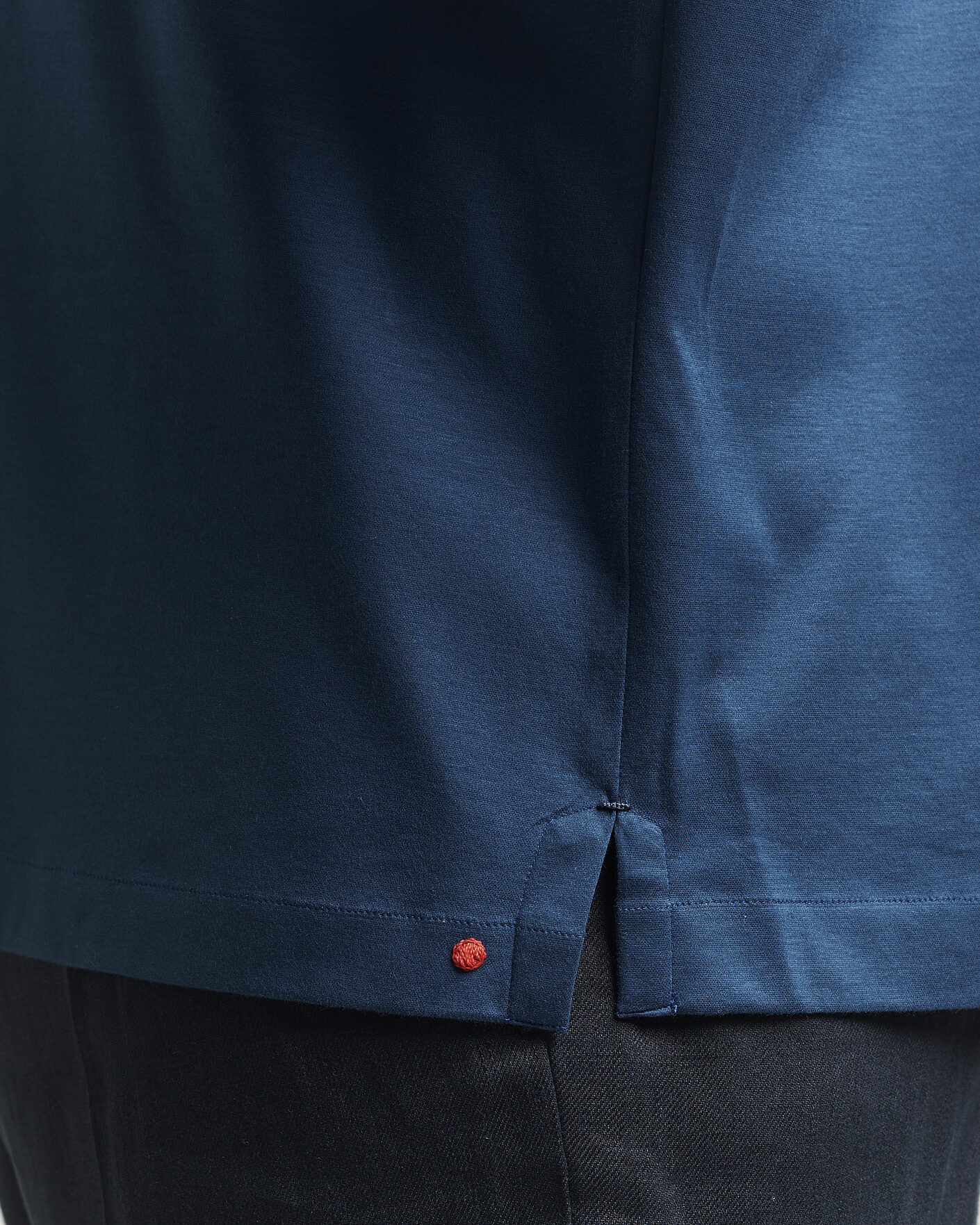 Herr | Pikéer | Kiton | Short Sleeve Jersey Polo Dark Blue