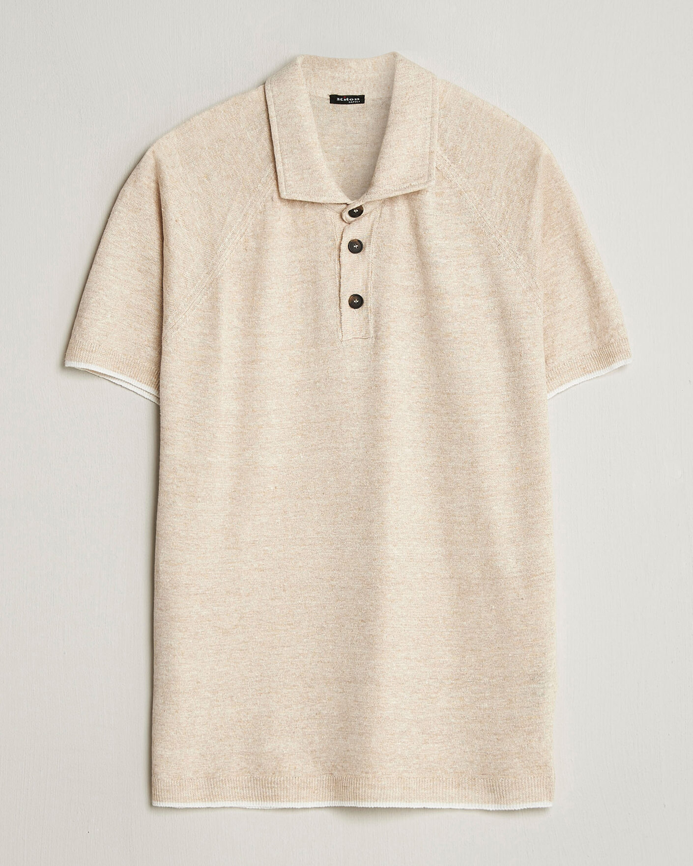 Herr | Pikéer | Kiton | Linen Raglan Polo Shirt Ecru
