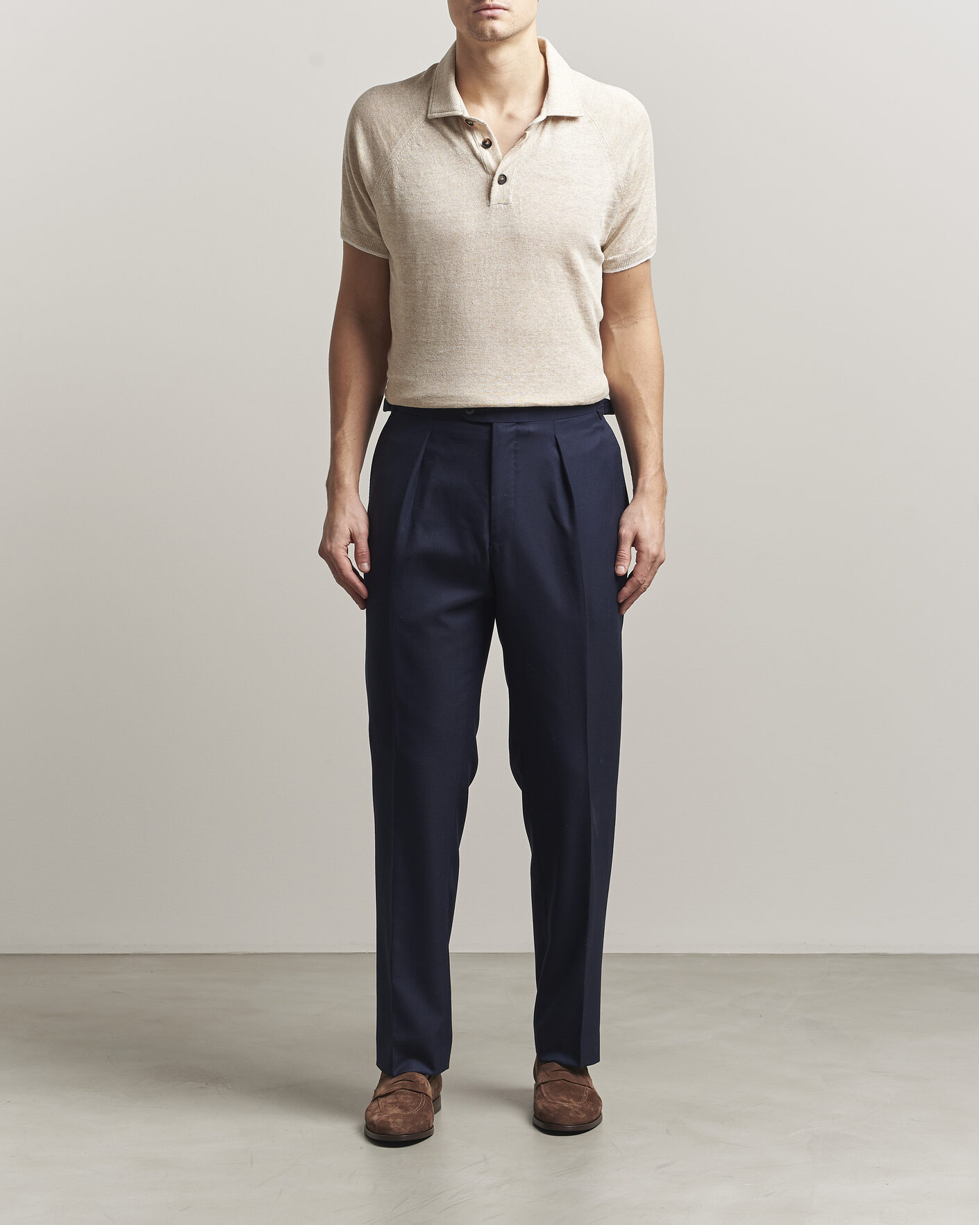 Herr | Pikéer | Kiton | Linen Raglan Polo Shirt Ecru