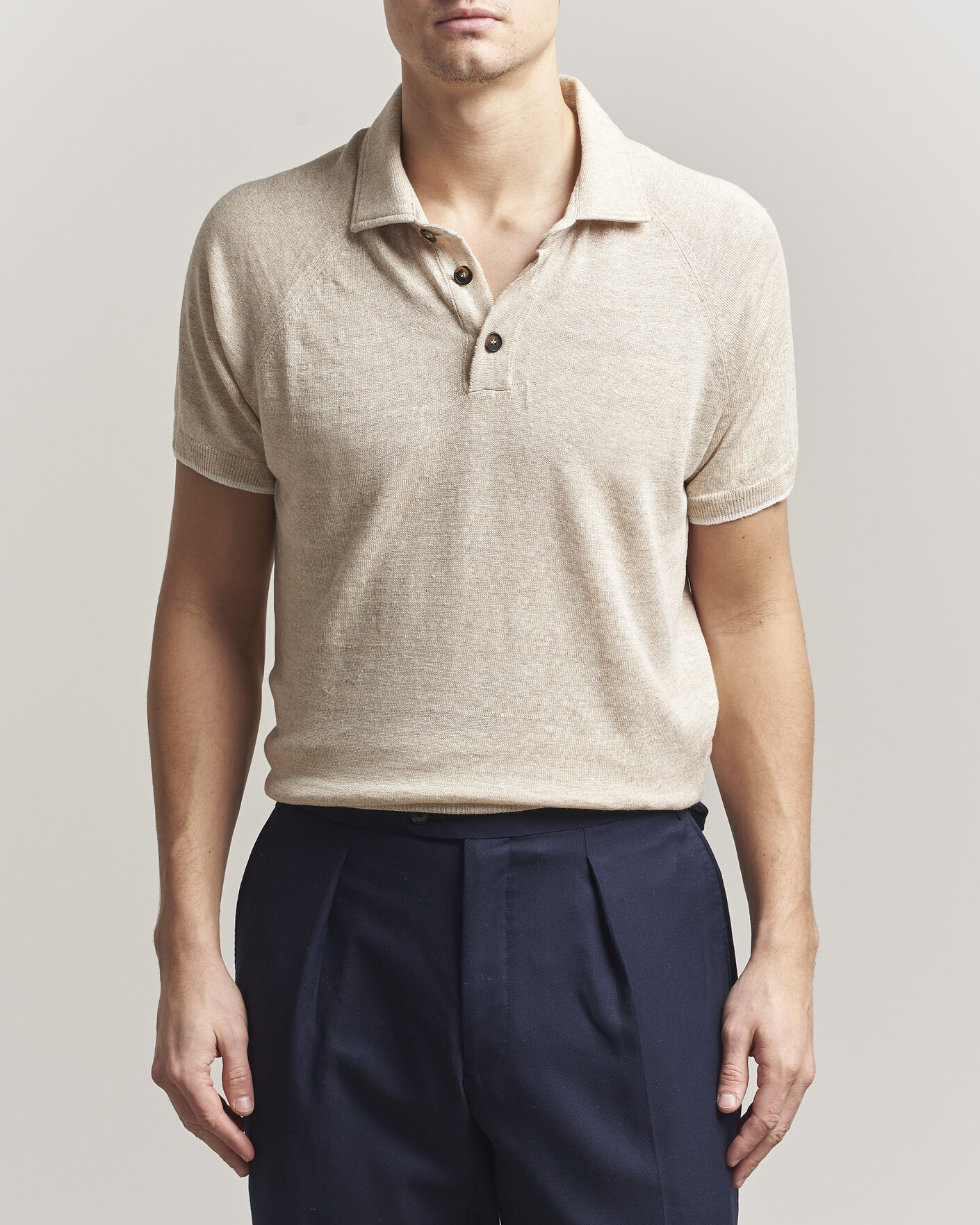 Herr | Pikéer | Kiton | Linen Raglan Polo Shirt Ecru