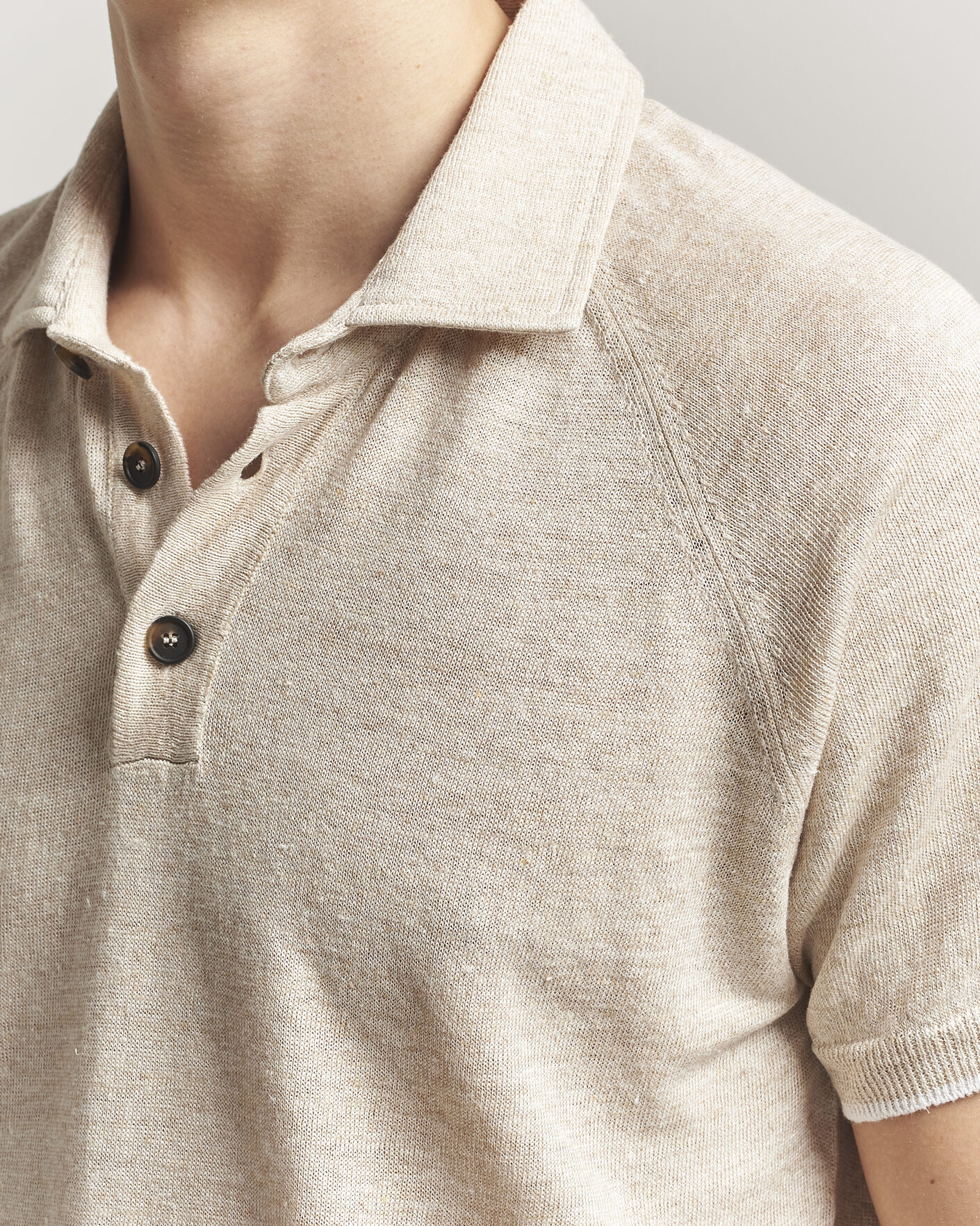 Herr | Pikéer | Kiton | Linen Raglan Polo Shirt Ecru